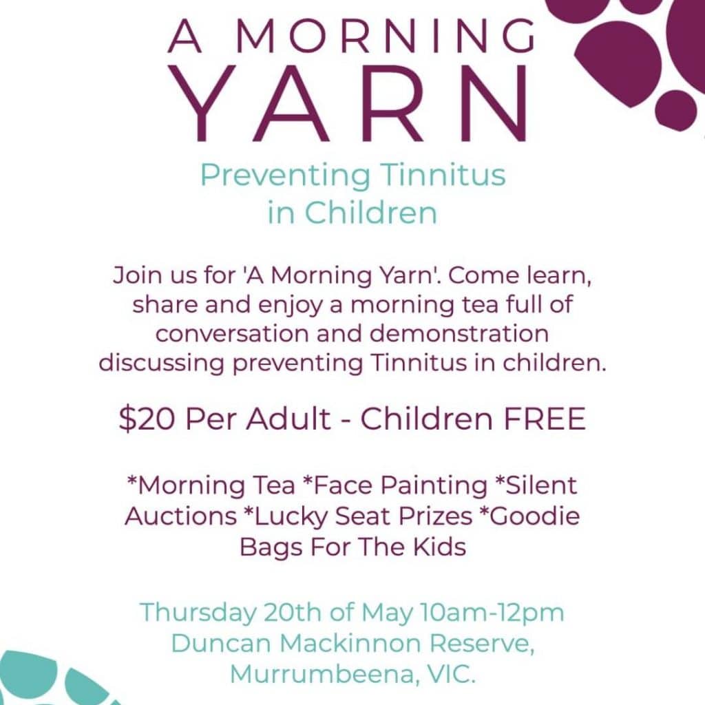 A morning yarn event poster: Thursday 20 May 10-2pm Murrumbeena